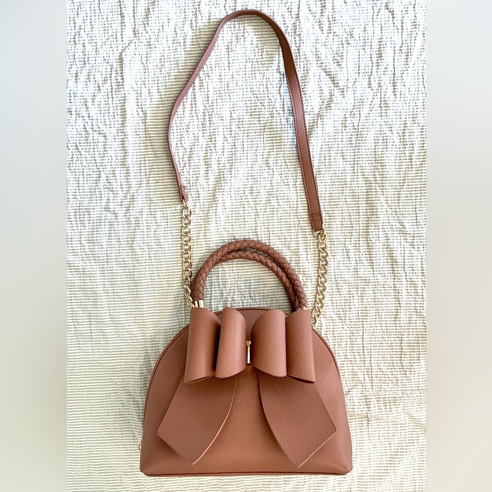 BEA BRAIDED BOW VEGAN TOP HANDLE HANDBAG
